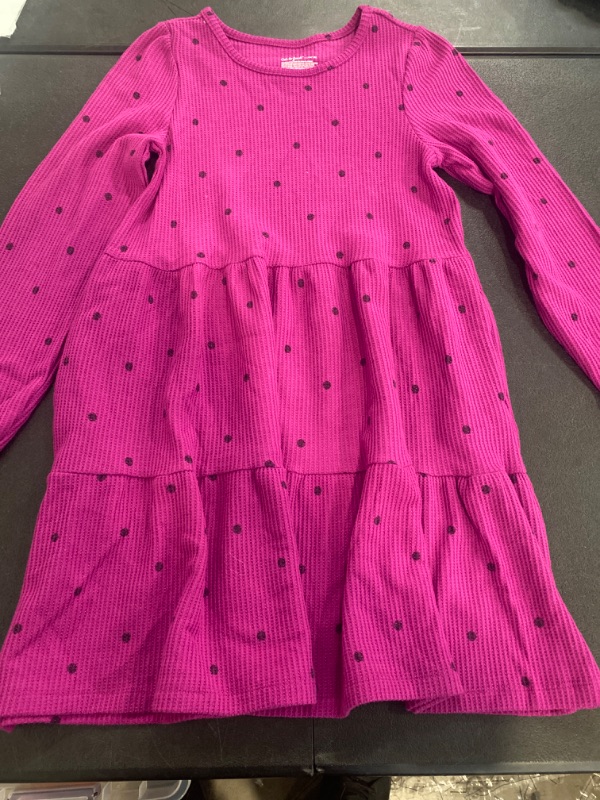 Photo 2 of Girls' Long Sleeve Cozy Tiered Dress - Cat & Jack™ Magenta Pink L