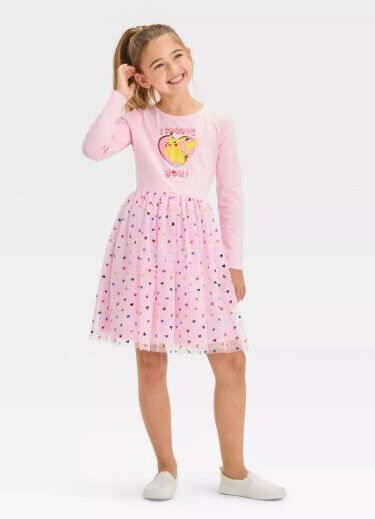 Photo 1 of NEW?Girl's Valentines Mesh Skirt/knit Dress by POKEMON Size M~PINK~I CHOOSE YOU