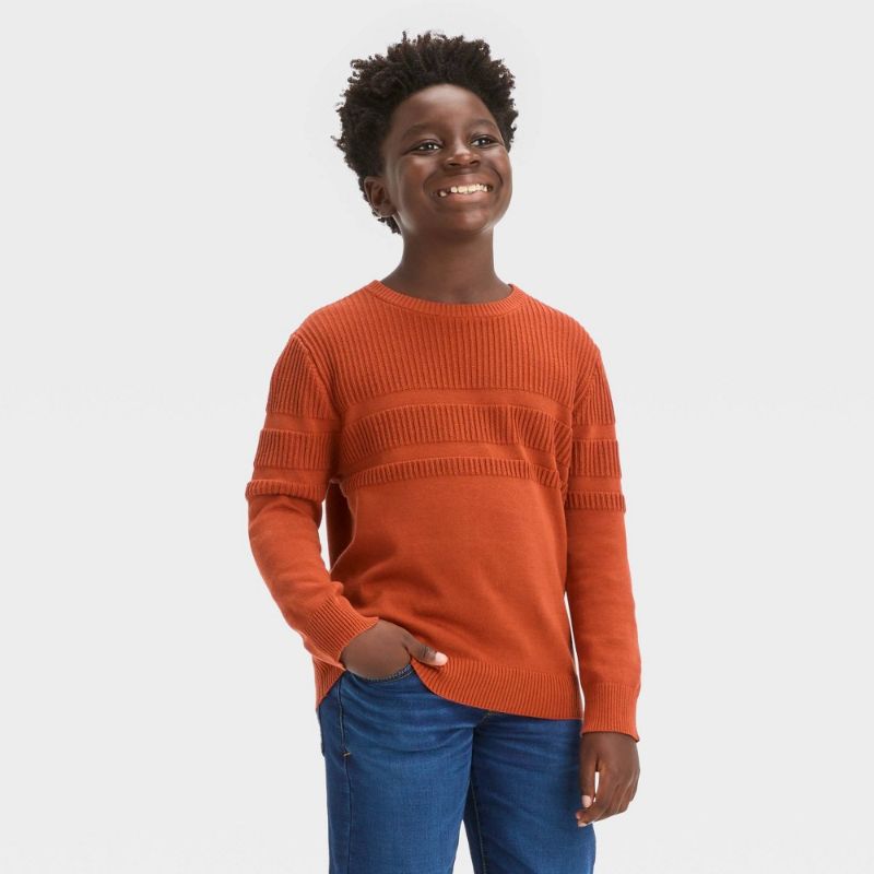 Photo 1 of Boys' Crewneck Knit Pullover Sweater - Cat & Jack™ Orange S