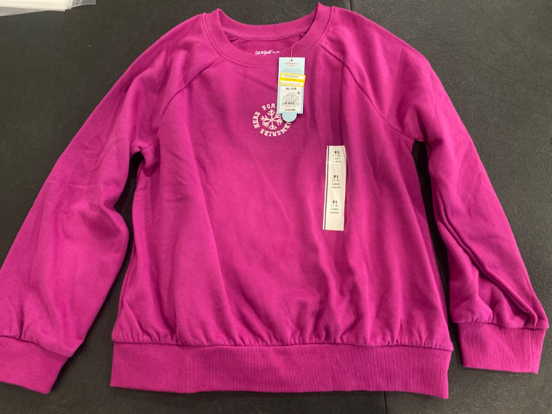 Photo 2 of Girls' Crew Neck French Terry Pullover Sweatshirt - Cat & Jack™ Magenta Pink XL
