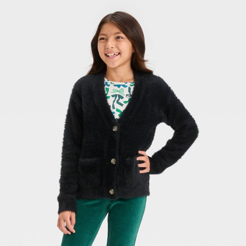 Photo 1 of Girls' Long Sleeve Layering Cardigan - Cat & Jack™ Black L