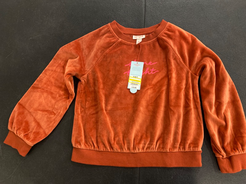 Photo 2 of Girls' Crew Neck Velour Pullover Sweatshirt - Cat & Jack™ Chestnut Brown S