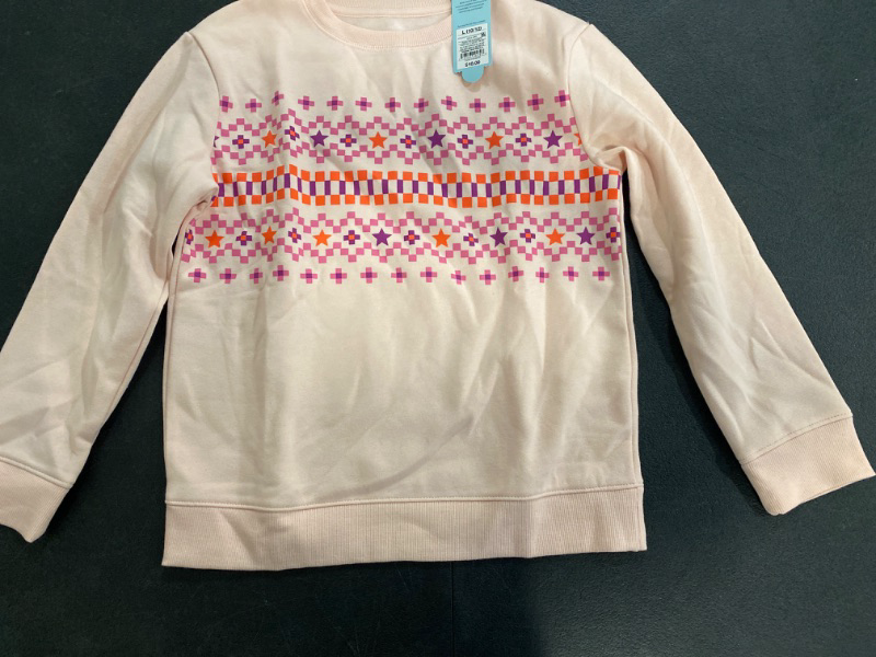 Photo 2 of Girls' Crewneck 'Fair Isle' Fleece Pullover Sweatshirt - Cat & Jack™ Peach L