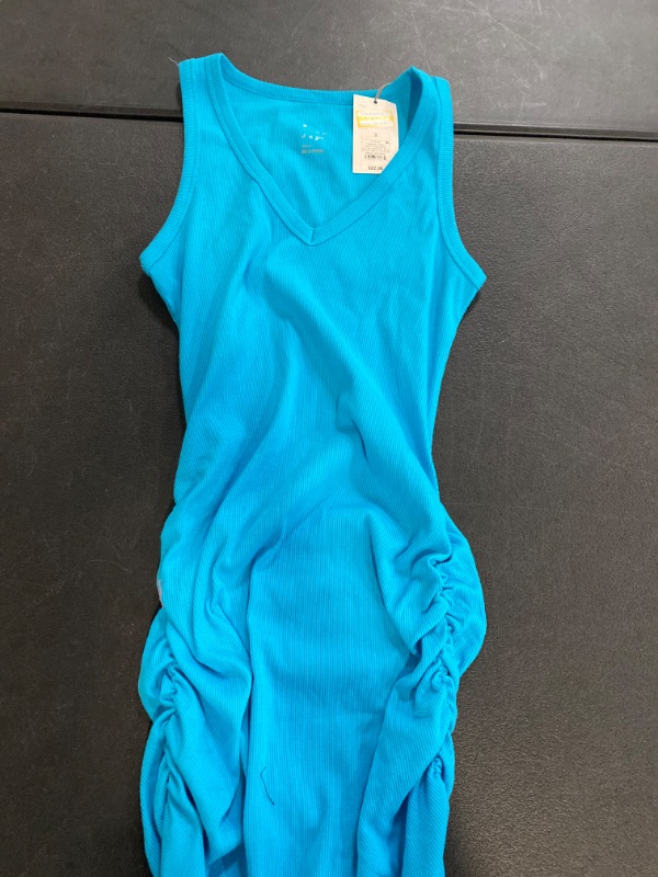 Photo 2 of Women's Rib Knit Side Ruched Dress - a New Day™ Turquoise Blue S