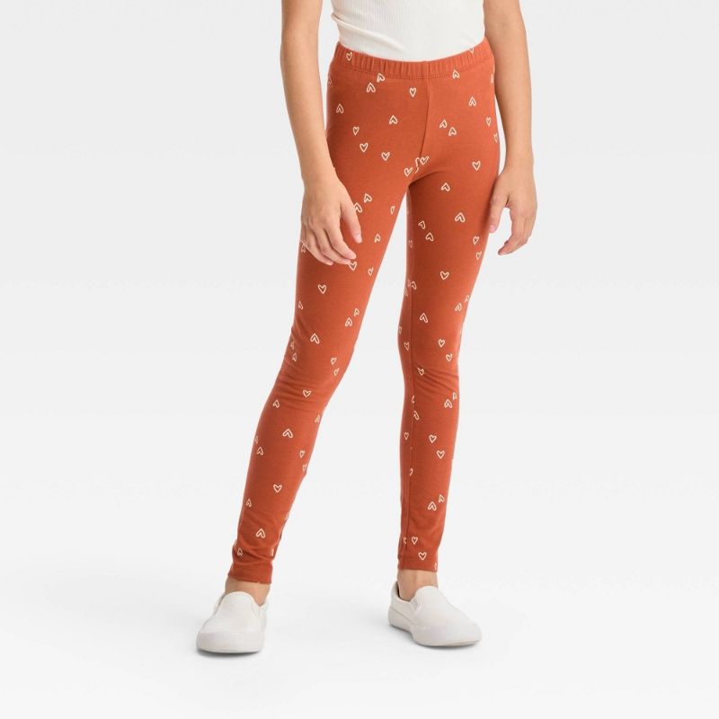 Photo 1 of Girls' Heart Leggings - Cat & Jack™ Orange XS