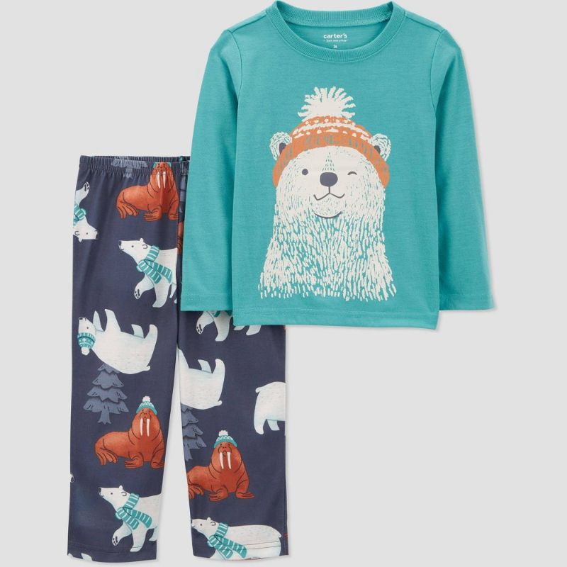 Photo 1 of Carter's Just One You® Toddler Boys' 2pc AOP Polar Bear Long Sleeve Pajama Set - Gray/Blue 2T