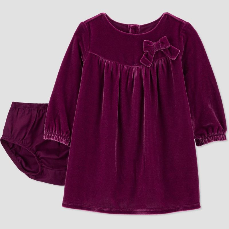 Photo 1 of Carter's Just One You® Baby Girls' Long Sleeve Velour Dress - Purple 6M