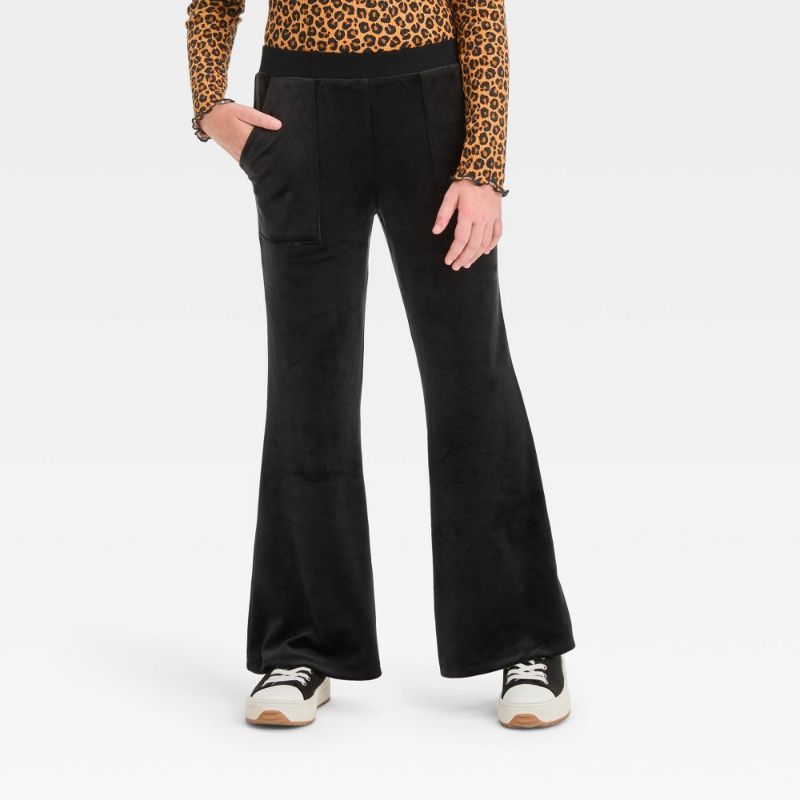 Photo 1 of Girls' Velour Flare Pull-on Pants - Art Class™ Black S