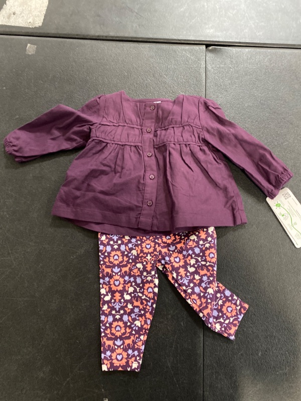Photo 2 of Carter's Just One You® Baby Girls' Floral Top & Bottom Set - Dark Purple/Cream 6M