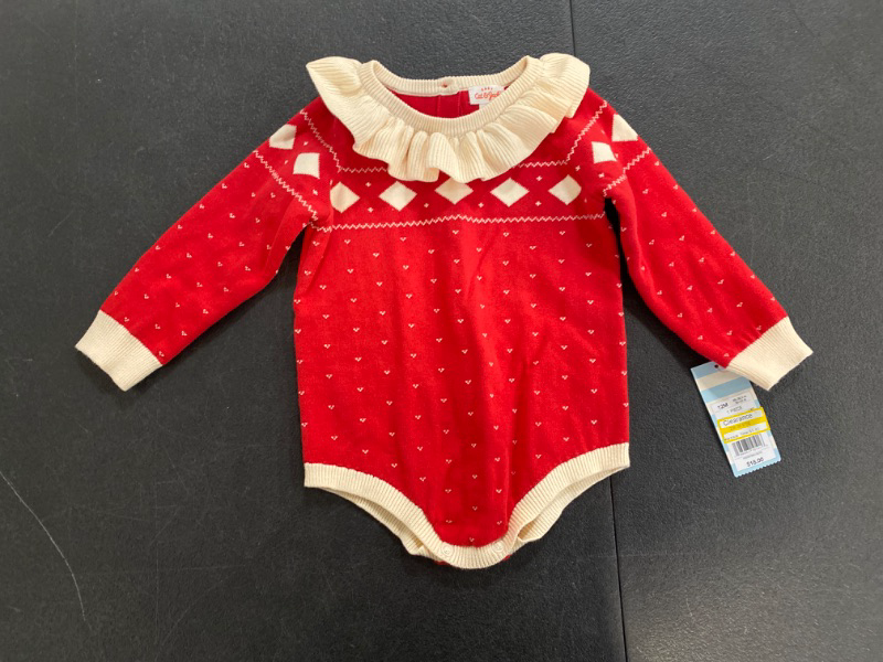 Photo 2 of Baby Girls' Fair Isle Sweater Romper - Cat & Jack™ Red 12M