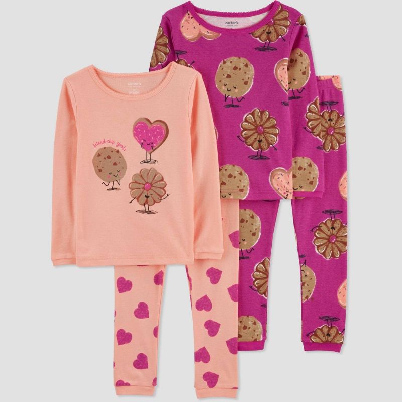 Photo 1 of Carter's Just One You® Toddler Girls' 4pc Cookies and Hearts Pajama Set - Pink 3T