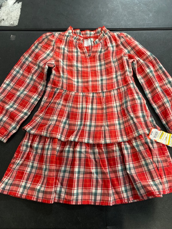 Photo 2 of Toddler Girls' Adaptive Abdominal Access Long Sleeve Plaid Tiered Woven Dress - Cat & Jack™ Red / Size S