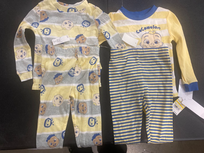 Photo 2 of Toddler Boys' 4pc Cocomelon Striped Snug Fit Pajama Set - Yellow 2T