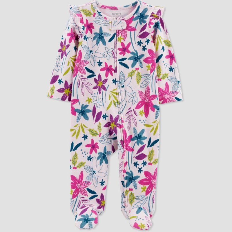 Photo 1 of Carter's Just One You® Baby Girls' Floral Footed Pajama - White/Pink Newborn