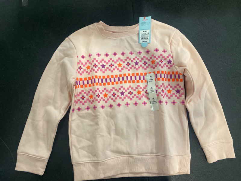 Photo 1 of Girls' Crewneck 'Fair Isle' Fleece Pullover Sweatshirt - Cat & Jack™ Peach M