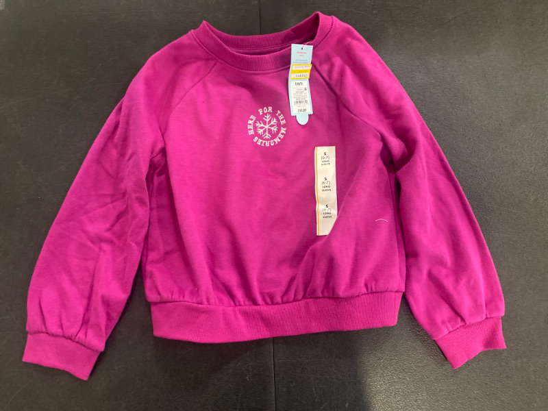 Photo 2 of Girls' Crew Neck French Terry Pullover Sweatshirt - Cat & Jack™ Magenta Pink S