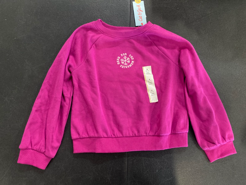 Photo 1 of Girls' Crew Neck French Terry Pullover Sweatshirt - Cat & Jack™ Magenta Pink S