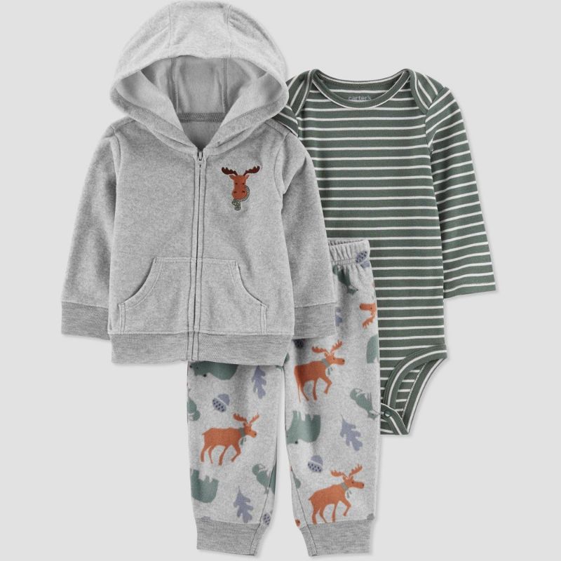 Photo 1 of Carter's Just One You® Baby Boys' Moose Top & Bottom Set - Gray/Green 18M