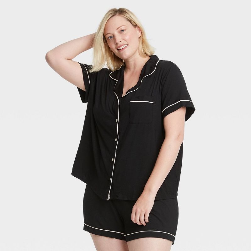 Photo 1 of (Size 3X) Black White Stripe Women's Pajama Set