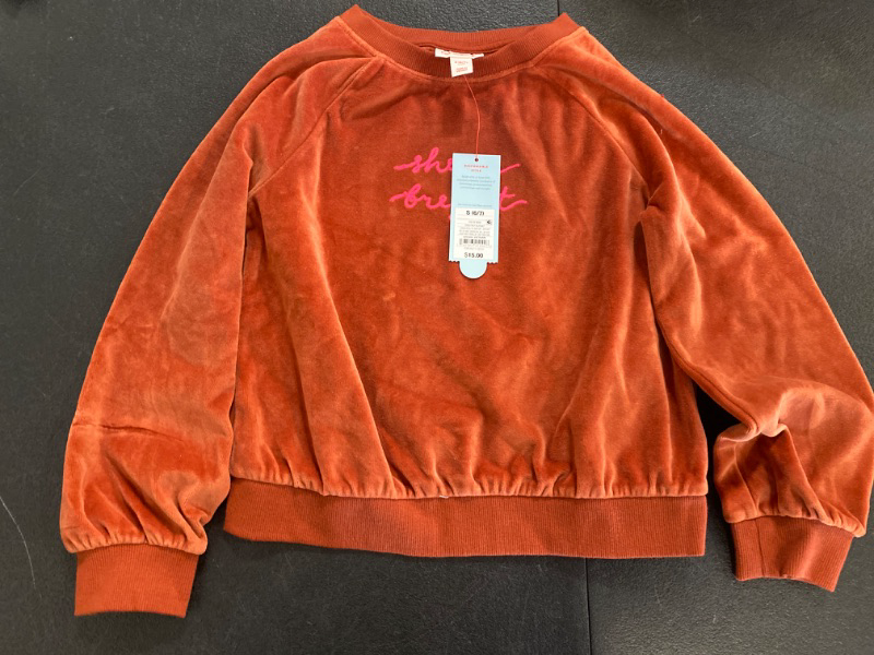 Photo 2 of Girls' Crew Neck Velour Pullover Sweatshirt - Cat & Jack™ Chestnut Brown S