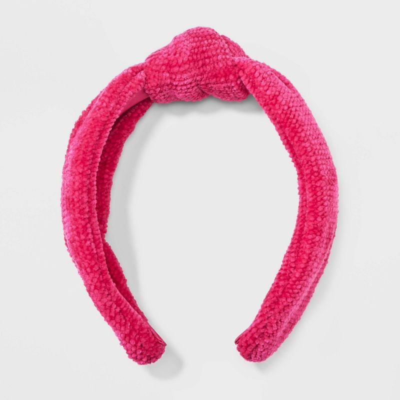 Photo 1 of Chenille Fabric Knot Top Headband - Universal Thread™ Pink