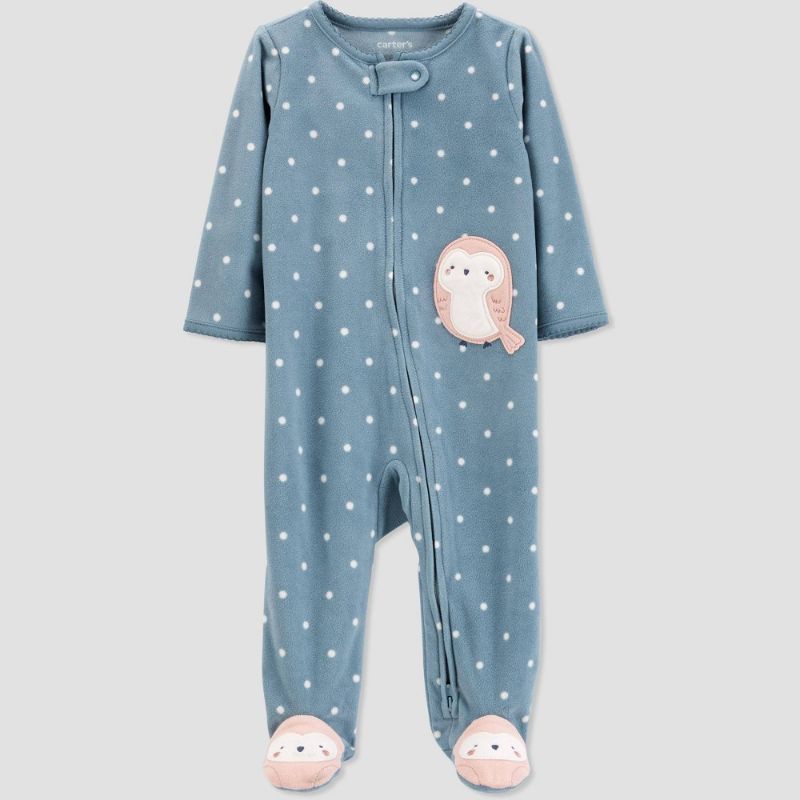 Photo 1 of Carter's Just One You® Baby Girls' Owl Fleece Footed Pajama - Blue 3M
