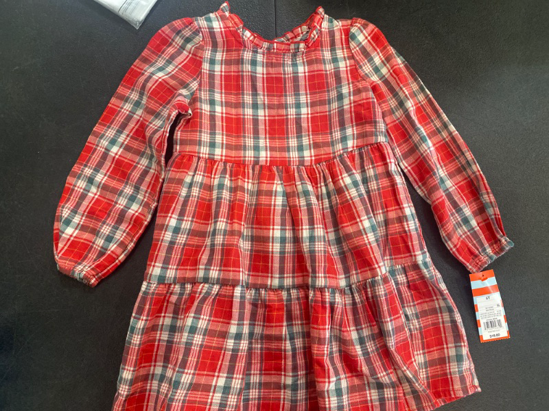 Photo 2 of Toddler Girls' Plaid Long Sleeve Dress - Cat & Jack™ Red 5T