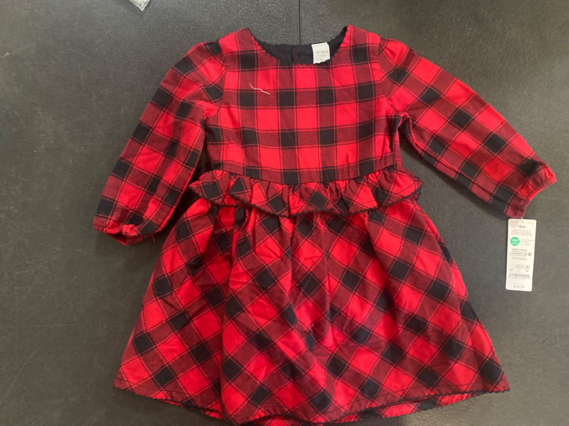Photo 2 of Carter's Just One You® Baby Girls' Long Sleeve Checkered Dress - Red/Black 18M