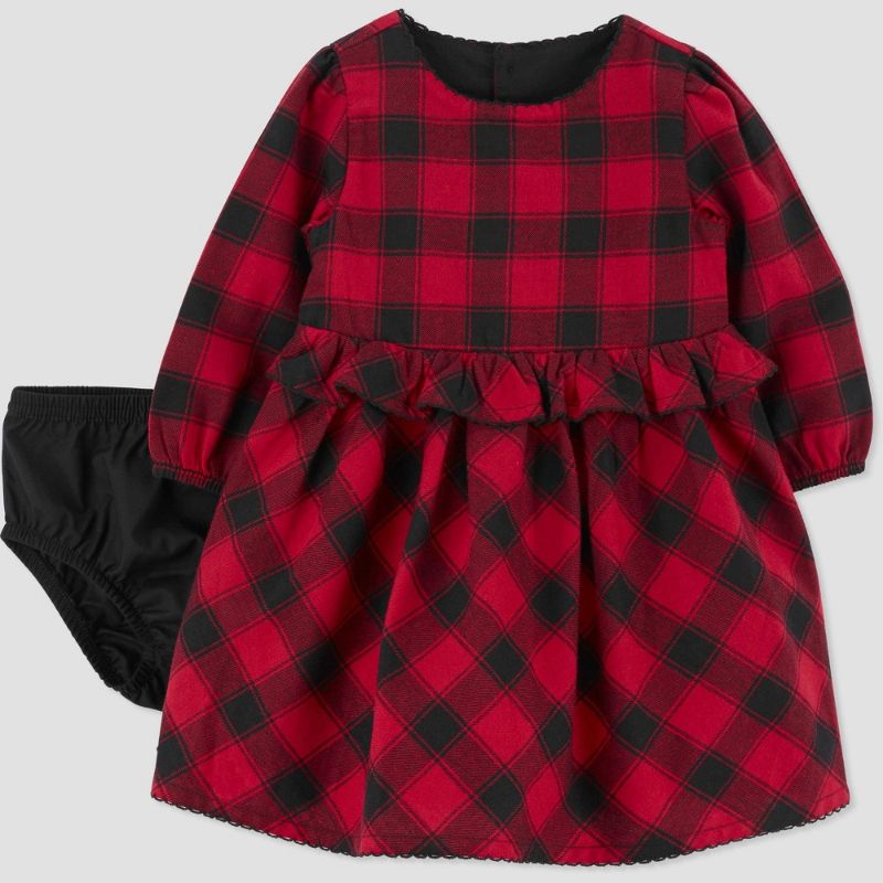 Photo 1 of Carter's Just One You® Baby Girls' Long Sleeve Checkered Dress - Red/Black 18M