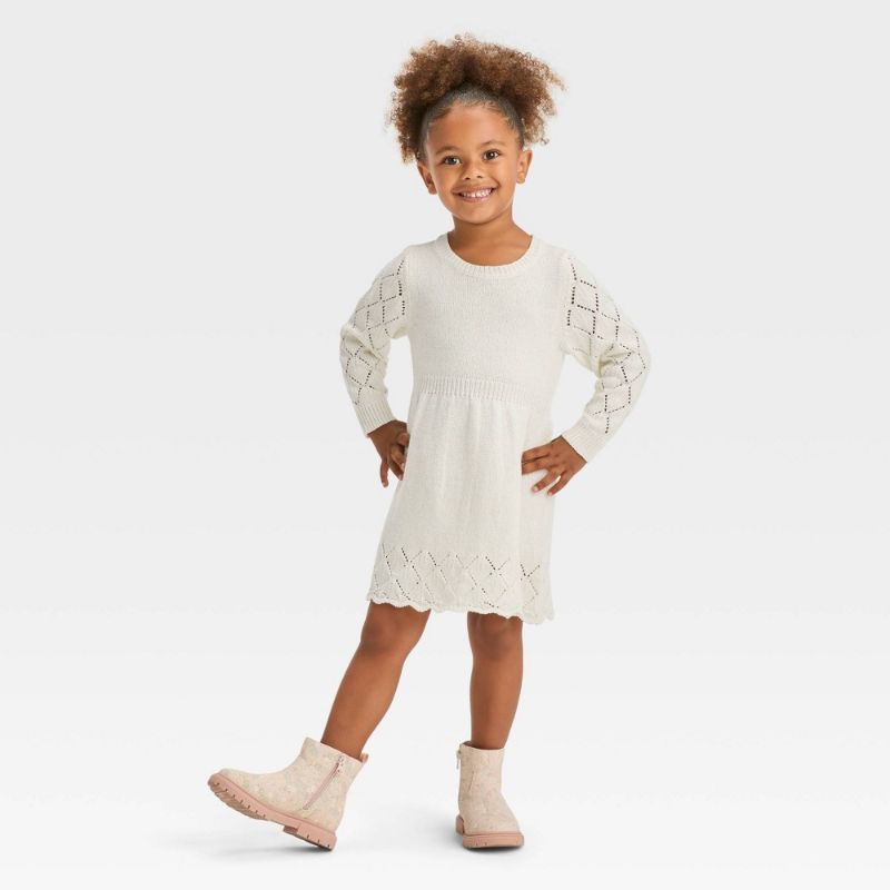 Photo 1 of Toddler Girls' Crewneck Sweater Dress - Cat & Jack™ Cream 3T