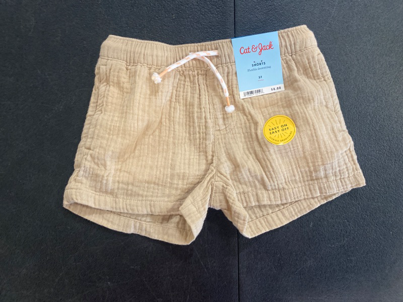 Photo 2 of Toddler Boys' Pull-on Gauze Woven Shorts - Cat & Jack™ Beige 5T