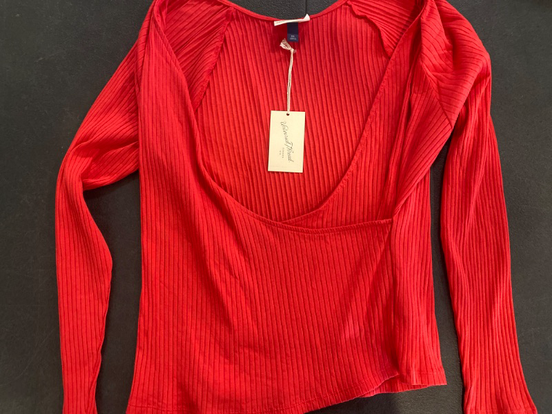 Photo 2 of Women's Slim Fit Long Sleeve V-Neck Wrap Shirt - Universal Thread™ Red XXL