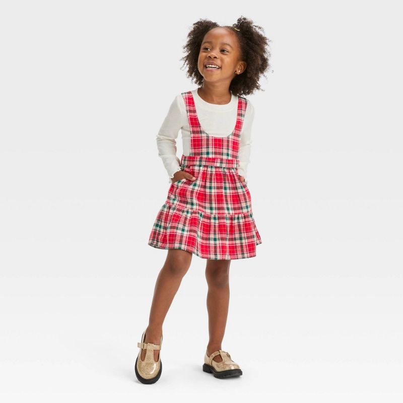 Photo 1 of Toddler Girls' Plaid Skirtall Set - Cat & Jack™ Red 5T