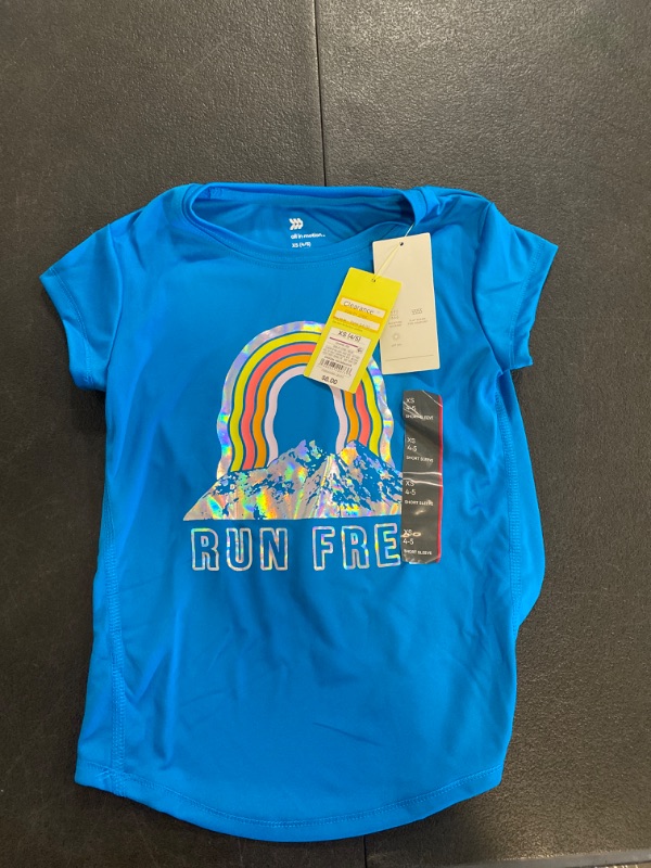 Photo 2 of Girls' Short Sleeve 'Run Free' Graphic T-Shirt - All in Motion™ Blue XS