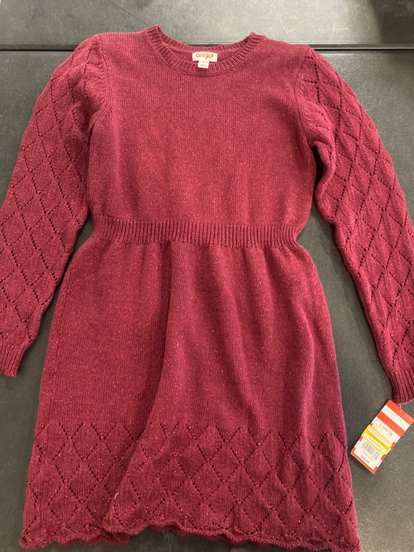 Photo 2 of Girls' Crochet Long Sleeve Sweater Dress - Cat & Jack™ Burgundy L