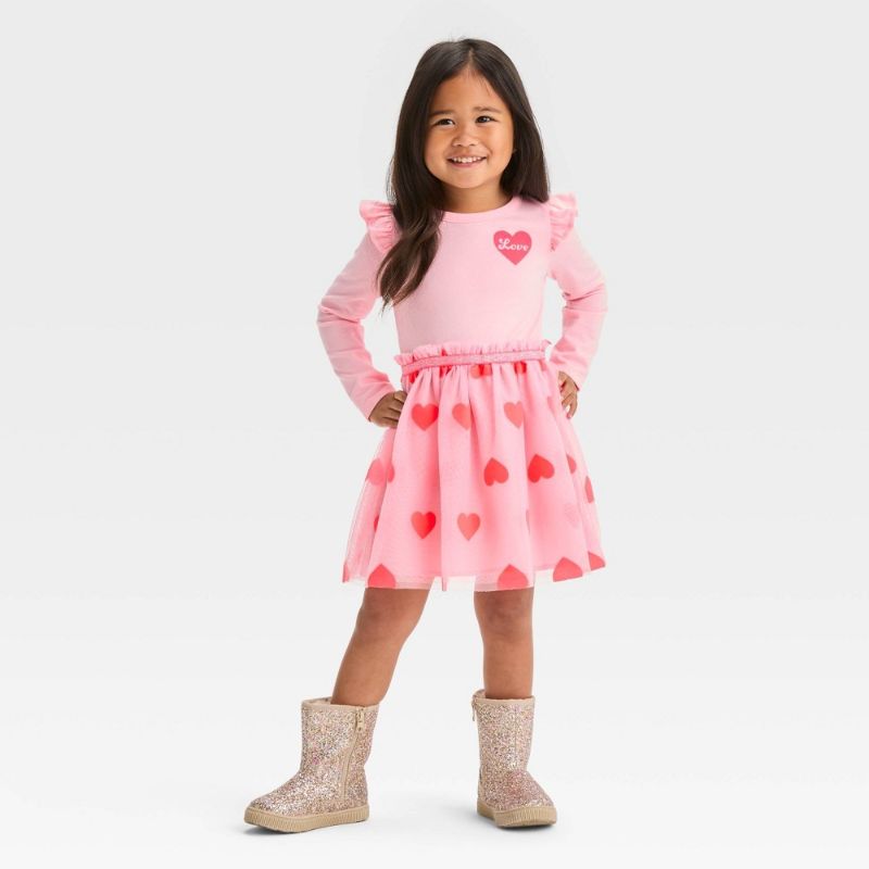 Photo 1 of Toddler Girls' Heart Tulle Dress - Cat & Jack™ Pink 2T