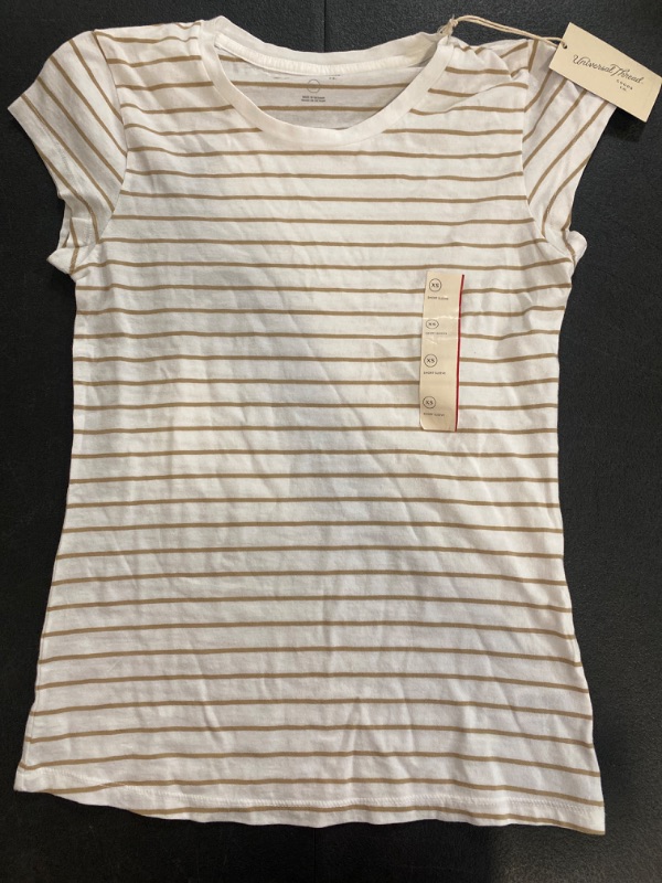 Photo 2 of Women's Fitted Crew Short Sleeve T-Shirt - Universal Thread™ White Striped XS