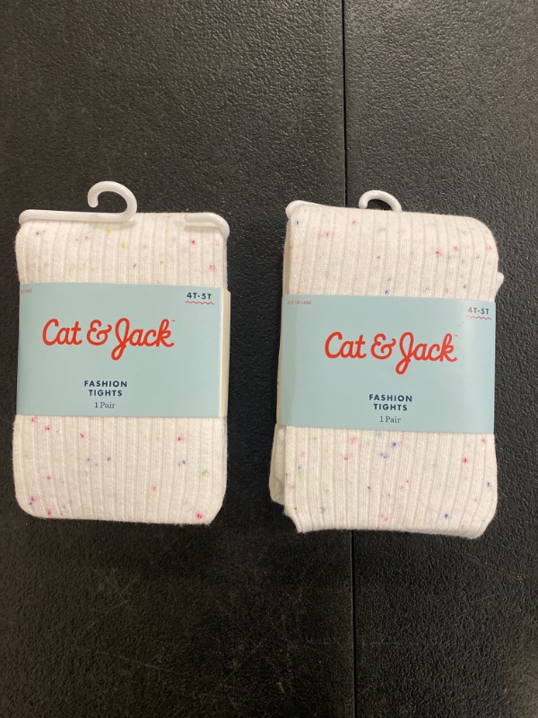 Photo 2 of 2 piece lot - Toddler Girls' Tights - Cat & Jack™ White 4T-5T