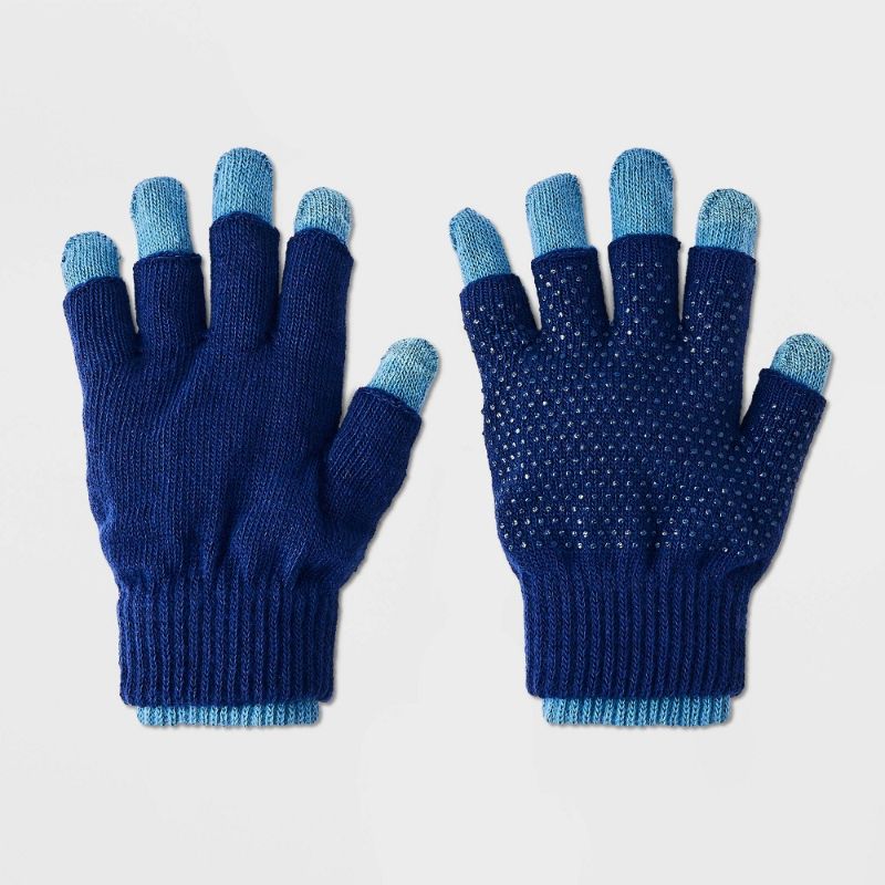 Photo 1 of Kids' 2pk Knit Gloves - Cat & Jack™ Navy Blue One Size Fits All