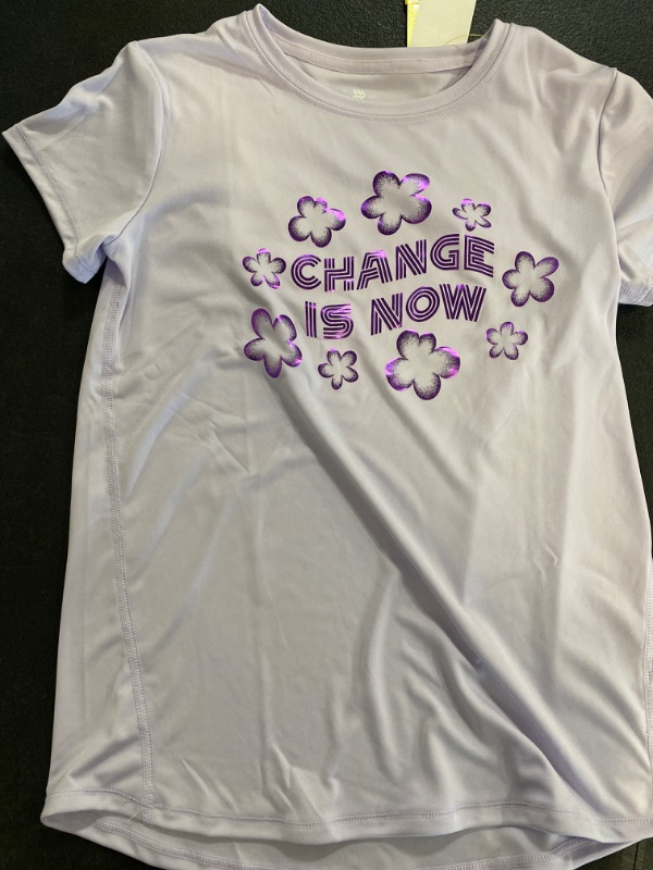 Photo 2 of Girls' Short Sleeve 'Change Is Now' Graphic T-Shirt - All in Motion™ Lilac Purple XL