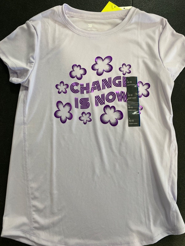 Photo 2 of Girls' Short Sleeve 'Change Is Now' Graphic T-Shirt - All in Motion™ Lilac Purple L