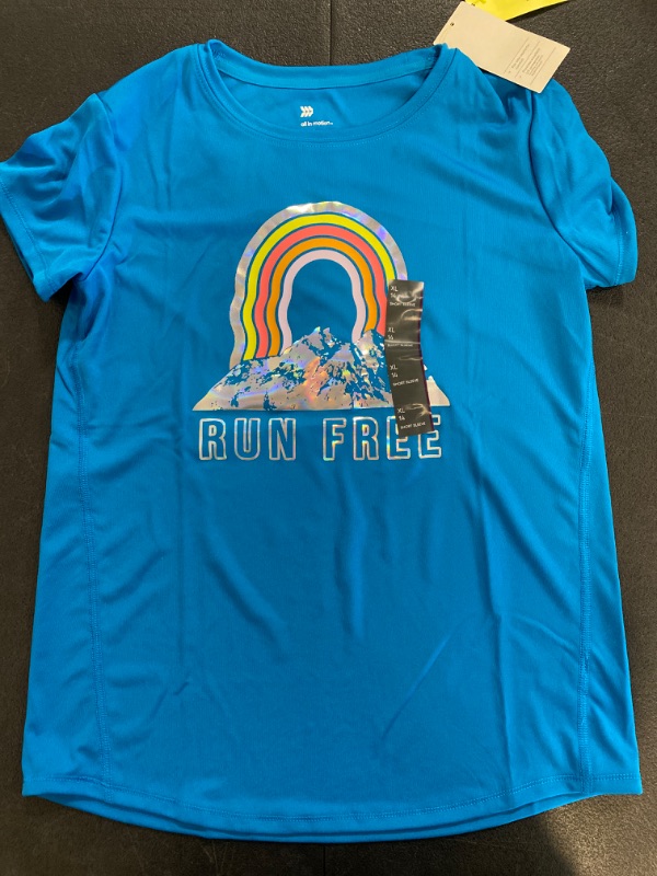 Photo 2 of Girls' Short Sleeve 'Run Free' Graphic T-Shirt - All in Motion™ Blue XL