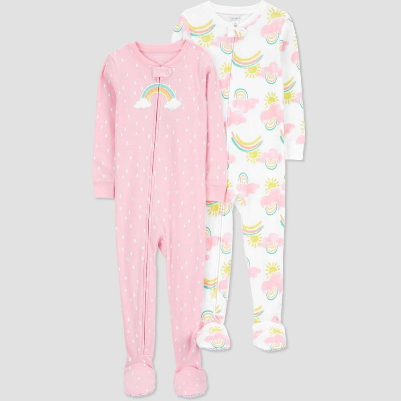 Photo 1 of Carter's Just One You® Toddler Girls' Rainbow Cloud Footed Pajamas - Yellow/White/Pink 12M