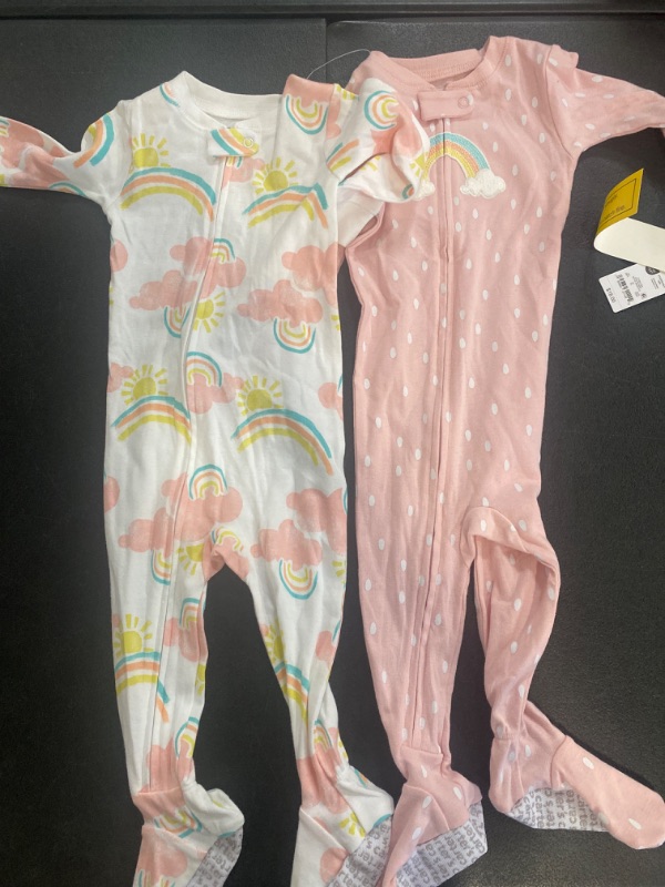 Photo 2 of Carter's Just One You® Toddler Girls' Rainbow Cloud Footed Pajamas - Yellow/White/Pink 12M