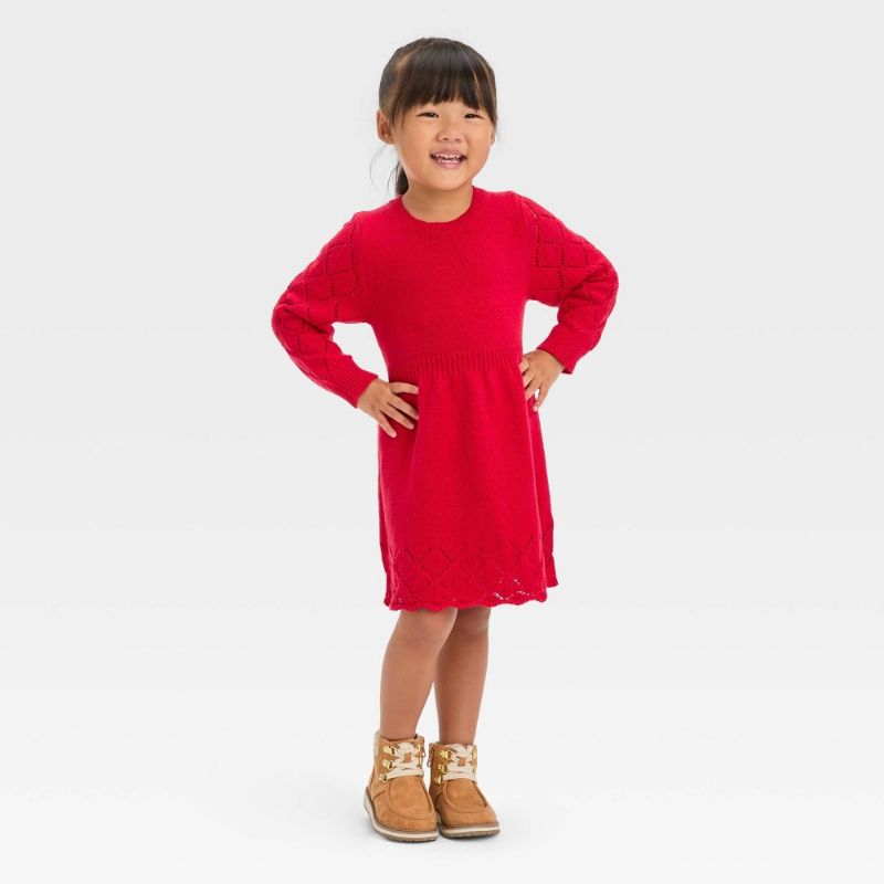 Photo 1 of Toddler Girls' Crewneck Sweater Dress - Cat & Jack™ Red 2T