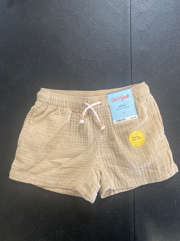 Photo 2 of Toddler Boys' Pull-on Gauze Woven Shorts - Cat & Jack™ Beige 5T