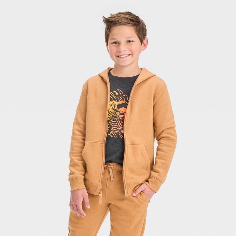 Photo 1 of Boys' Fleece Zip-up Sweatshirt - Cat & Jack™ Light Brown M