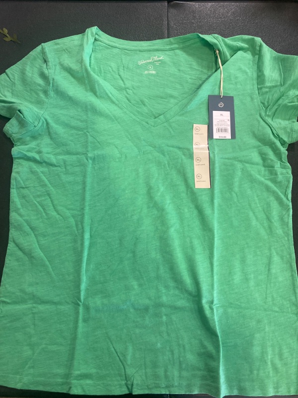 Photo 2 of Women's Slim Fit Short Sleeve V-Neck T-Shirt - Universal Thread™ Light Green XL