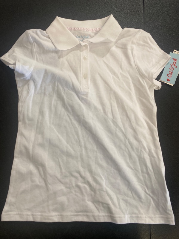 Photo 2 of 2 piece lot - 2X Girls' Jersey Short Sleeve Polo T-Shirt - Cat & Jack™ White L