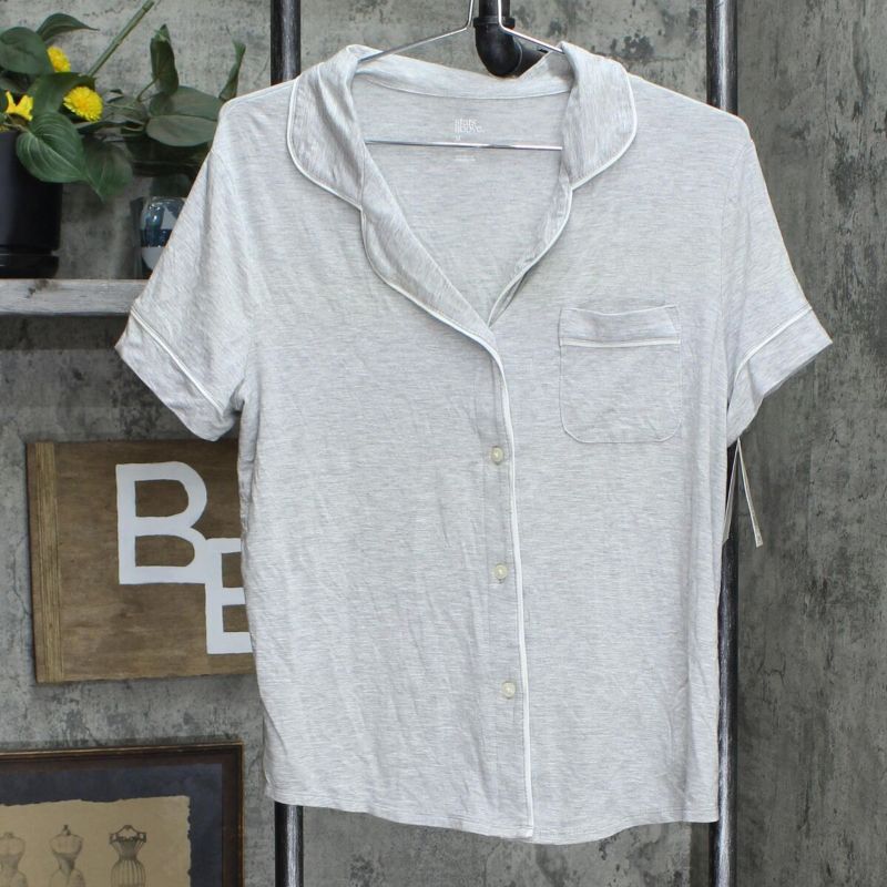 Photo 1 of Women's Pajama Beautifully Soft Short Sleeve Notch Collar Top - Stars Above™ Gray XL 